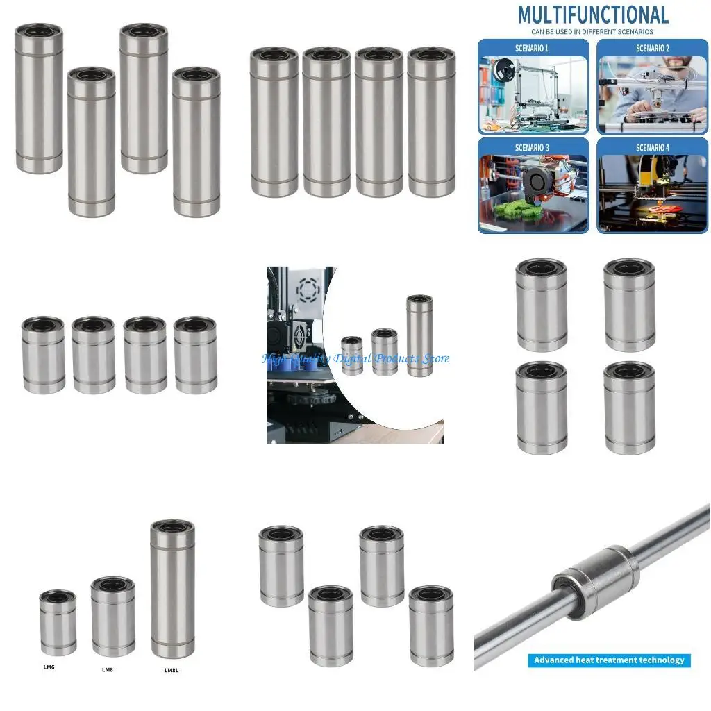 U2JE 4Pcs 8mm Linear Motion Bushing Sealed Rod Liner Shaft for Machine 3D Printer