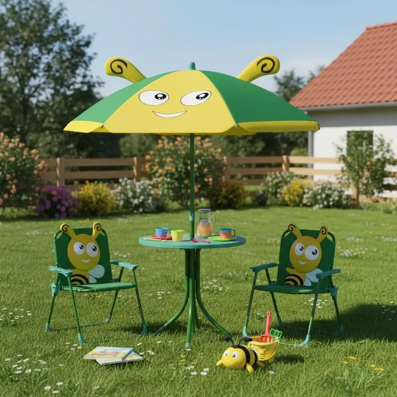 Outdoor Kids Garden Furniture Set Children Chairs Table Umbrella Bee Design Green+Yellow
Outdoor Kids Garden Furniture Set Children Chairs Table Umbrella Bee Design Green+Yellow