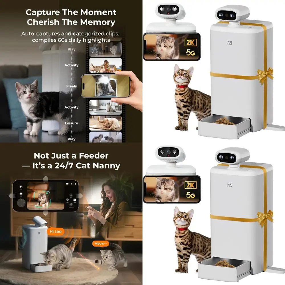 Smart Cat Feeder: AI Camera, 2K Night Vision, 5G/2.4G Wi-Fi, 2-Way Audio, Low Food Alert, Blockage Sensor, 1-Year Plan
Smart Cat Feeder: AI Camera, 2K Night Vision, 5G/2.4G Wi-Fi, 2-Way Audio, Low Food Alert, Blockage Sensor, 1-Year Plan
