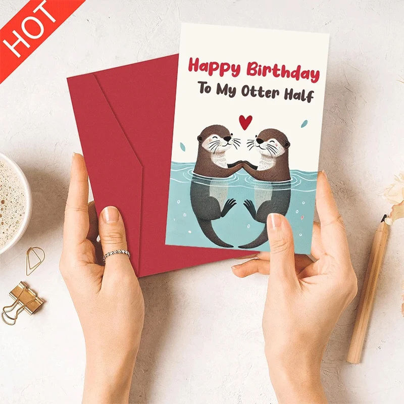 Happy Birthday To My Otter Half Greeting Card, Cute Otter Couple Themed Birthday Card for Partner Lover
Happy Birthday To My Otter Half Greeting Card, Cute Otter Couple Themed Birthday Card for Partner Lover