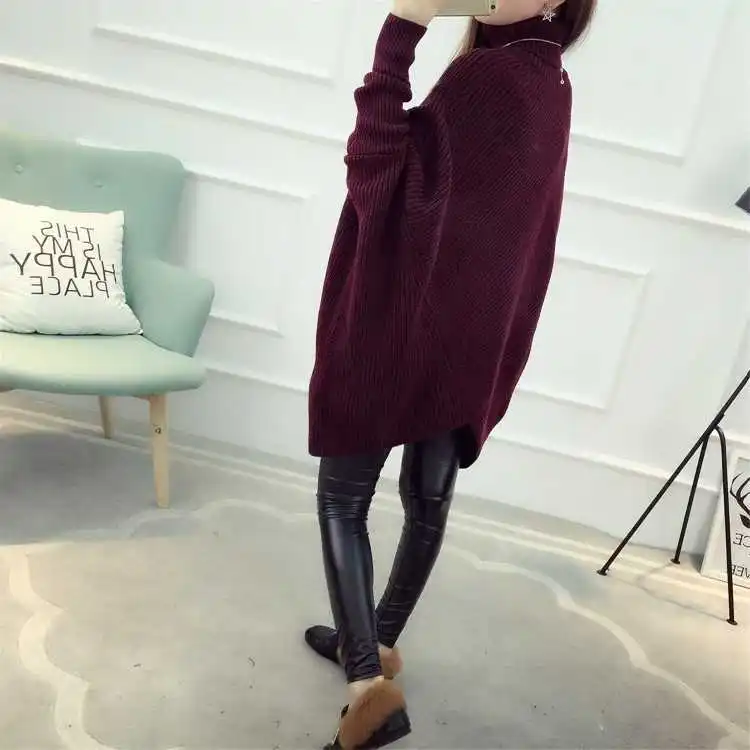 Women's Knitted Bat Sleeve Turtleneck Sweater, Autumn and Winter Jacket, New, 2020
Women's Knitted Bat Sleeve Turtleneck Sweater, Autumn and Winter Jacket, New, 2020