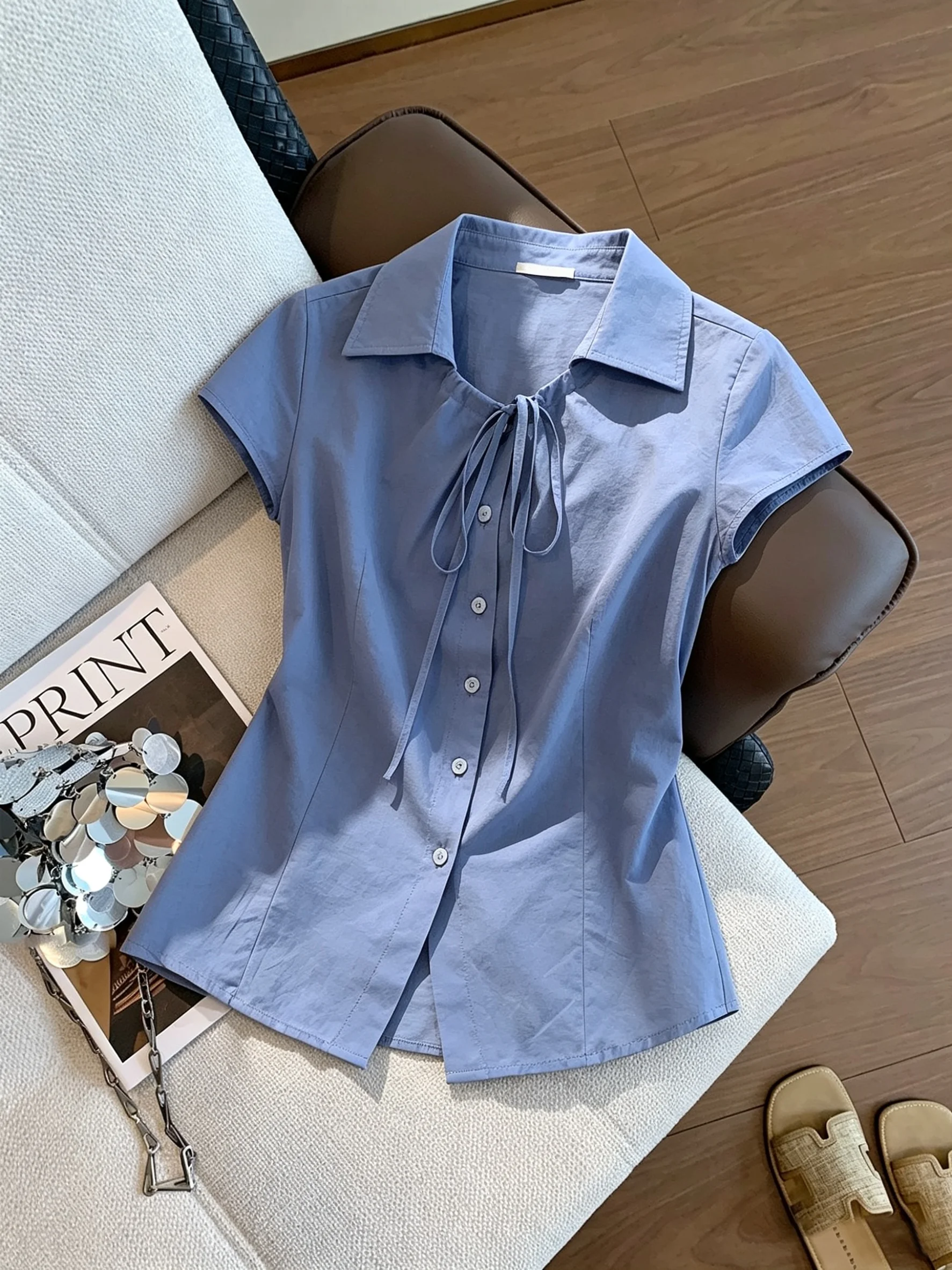 Korean Style Sweet Knot Short Sleeve Shirt Men Women Summer High Waist Slim Fit Top Casual Loose Style Fashionable
Korean Style Sweet Knot Short Sleeve Shirt Men Women Summer High Waist Slim Fit Top Casual Loose Style Fashionable