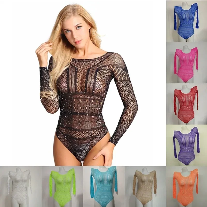 Sexy Bling Rhinestones Fishnet Jumpsuit Long Sleeves Transparent Hot Rompers for Women Trendy Bodysuits Sexy Body Latex Bodysuit
Sexy Bling Rhinestones Fishnet Jumpsuit Long Sleeves Transparent Hot Rompers for Women Trendy Bodysuits Sexy Body Latex Bodysuit
