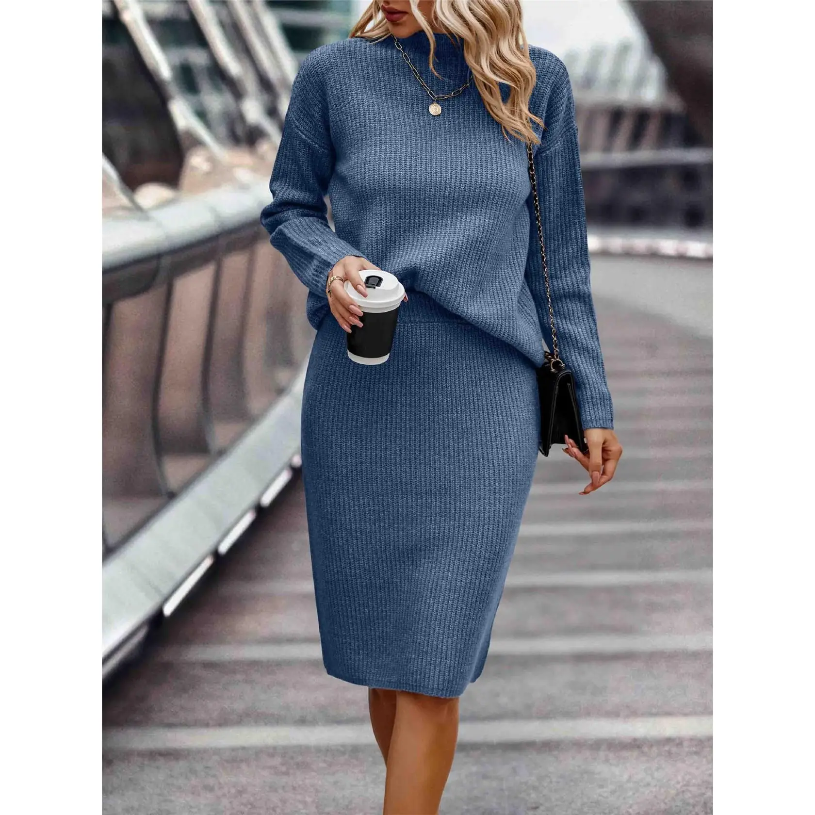 Women's Cleanfit Long Sleeve High Neck Sweater Set Autumn Winter Color Fashionable Loose Fit Comfortable Cotton Blend
Women's Cleanfit Long Sleeve High Neck Sweater Set Autumn Winter Color Fashionable Loose Fit Comfortable Cotton Blend