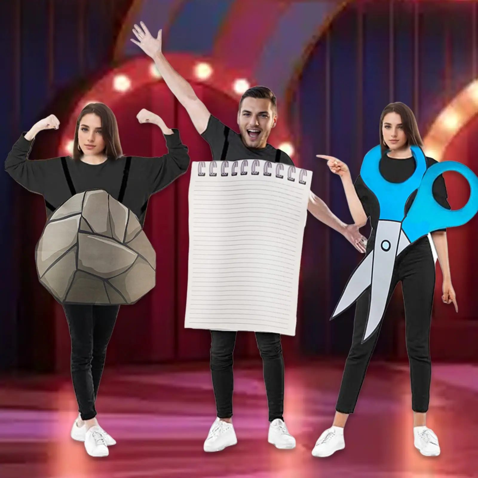 Halloween Mens Sleeveless Costume Set Rock Paper Scissors Jumpsuit Party Fancy Dress Accessory for Adult Cosplay Performance
Halloween Mens Sleeveless Costume Set Rock Paper Scissors Jumpsuit Party Fancy Dress Accessory for Adult Cosplay Performance