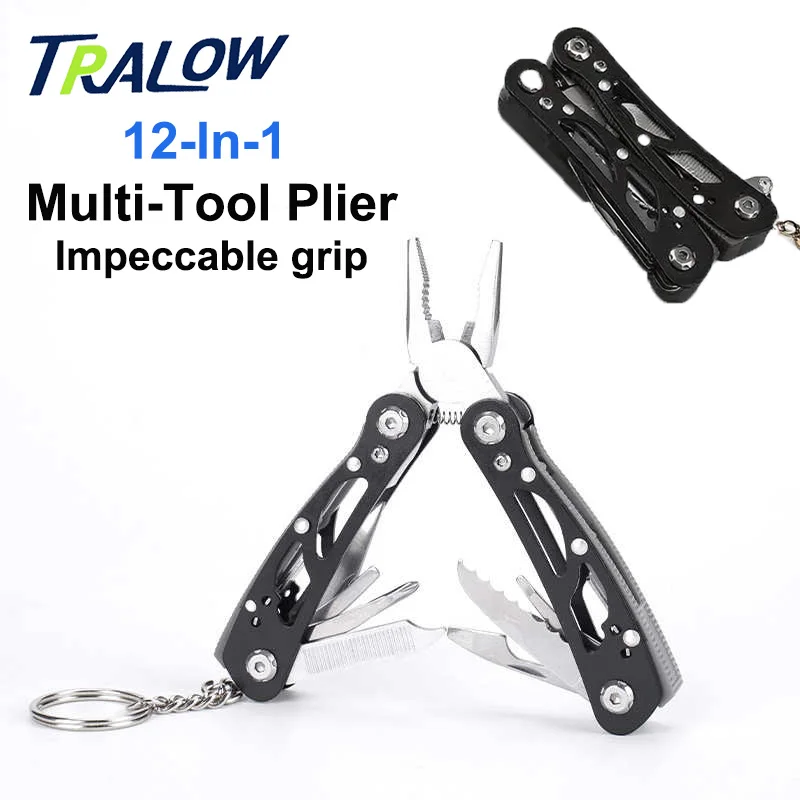TRALOW 12-In-1 Stainless Steel Multi-Tool Scissors Plier Wire Cutter Serrated Mini Knife File Nail Cleaner Punch Bottle Opener
TRALOW 12-In-1 Stainless Steel Multi-Tool Scissors Plier Wire Cutter Serrated Mini Knife File Nail Cleaner Punch Bottle Opener