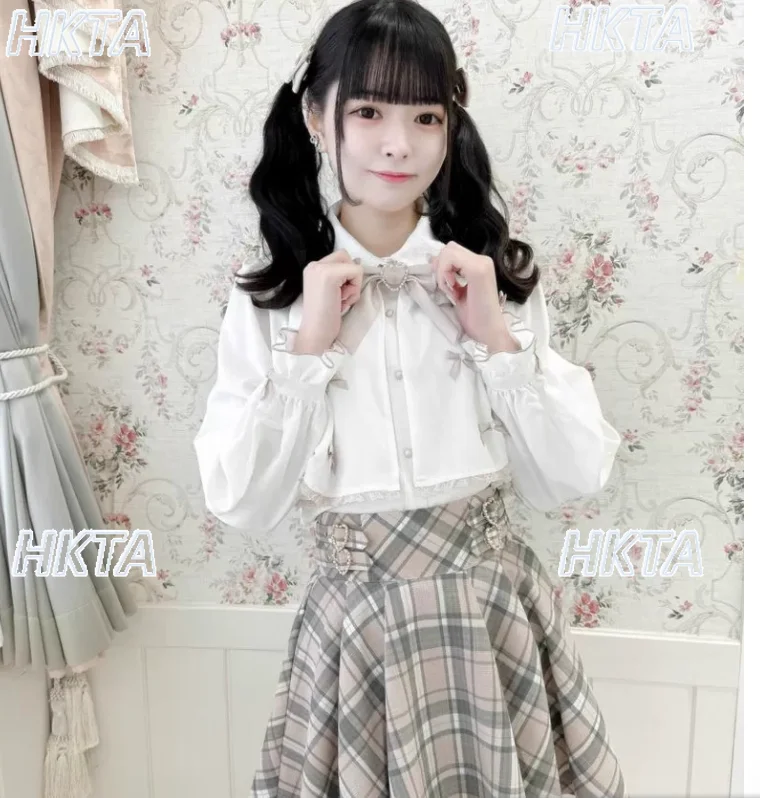 Японская женская рубашка Mine Mass-Produced Sweet Lolita Блузка Короткая накидка Шаль Галстук-бабочка Рубашки с длинными рукавами Новые осенние топы Rojita 
Японская женская рубашка Mine Mass-Produced Sweet Lolita Блузка Короткая накидка Шаль Галстук-бабочка Рубашки с длинными рукавами Новые осенние топы Rojita