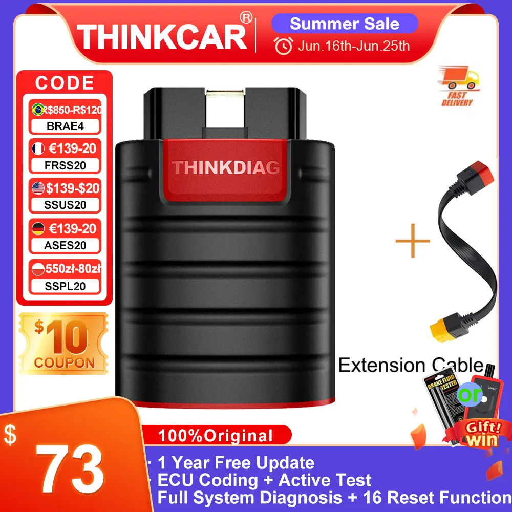 Thinkcar Thinkdiag Горячая версия, полный диагностический инструмент системы, 16 сбросов, сканер OBD2, активное тестирование, кодирование ЭБУ, 1 год бесплатного обновления
Thinkcar Thinkdiag Горячая версия, полный диагностический инструмент системы, 16 сбросов, сканер OBD2, активное тестирование, кодирование ЭБУ, 1 год бесплатного обновления