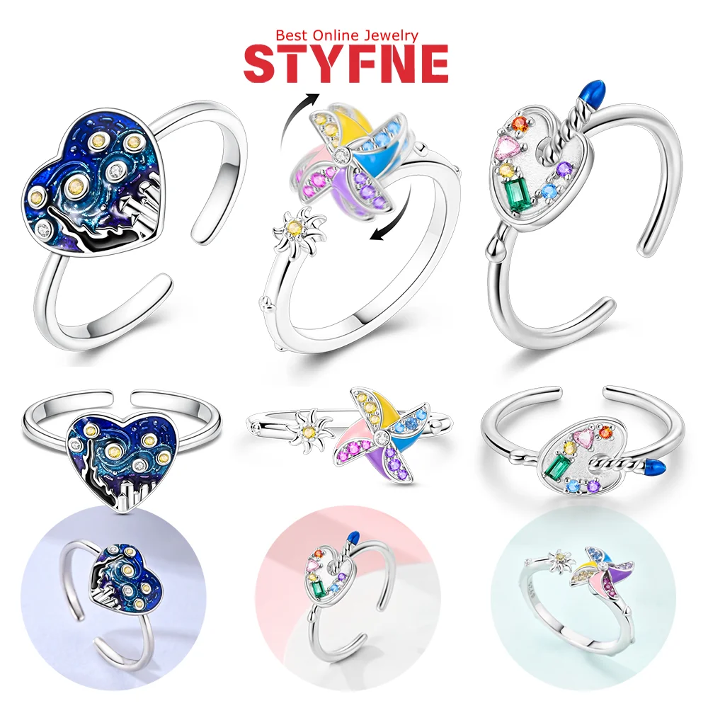 Van Gogh's Star Selection Painter Spinning Windmill Open Ring 925 Silver Fashion Ring Women Anniversary Birthday Gift Jewelry
Van Gogh's Star Selection Painter Spinning Windmill Open Ring 925 Silver Fashion Ring Women Anniversary Birthday Gift Jewelry