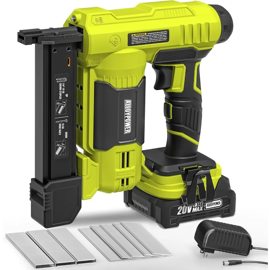 2 in 1 Cordless Brad Nailer and Electric Stapler with 2.0Ah Battery and Charger Includes 1000pcs Nails and 500pcs St
2 in 1 Cordless Brad Nailer and Electric Stapler with 2.0Ah Battery and Charger Includes 1000pcs Nails and 500pcs St