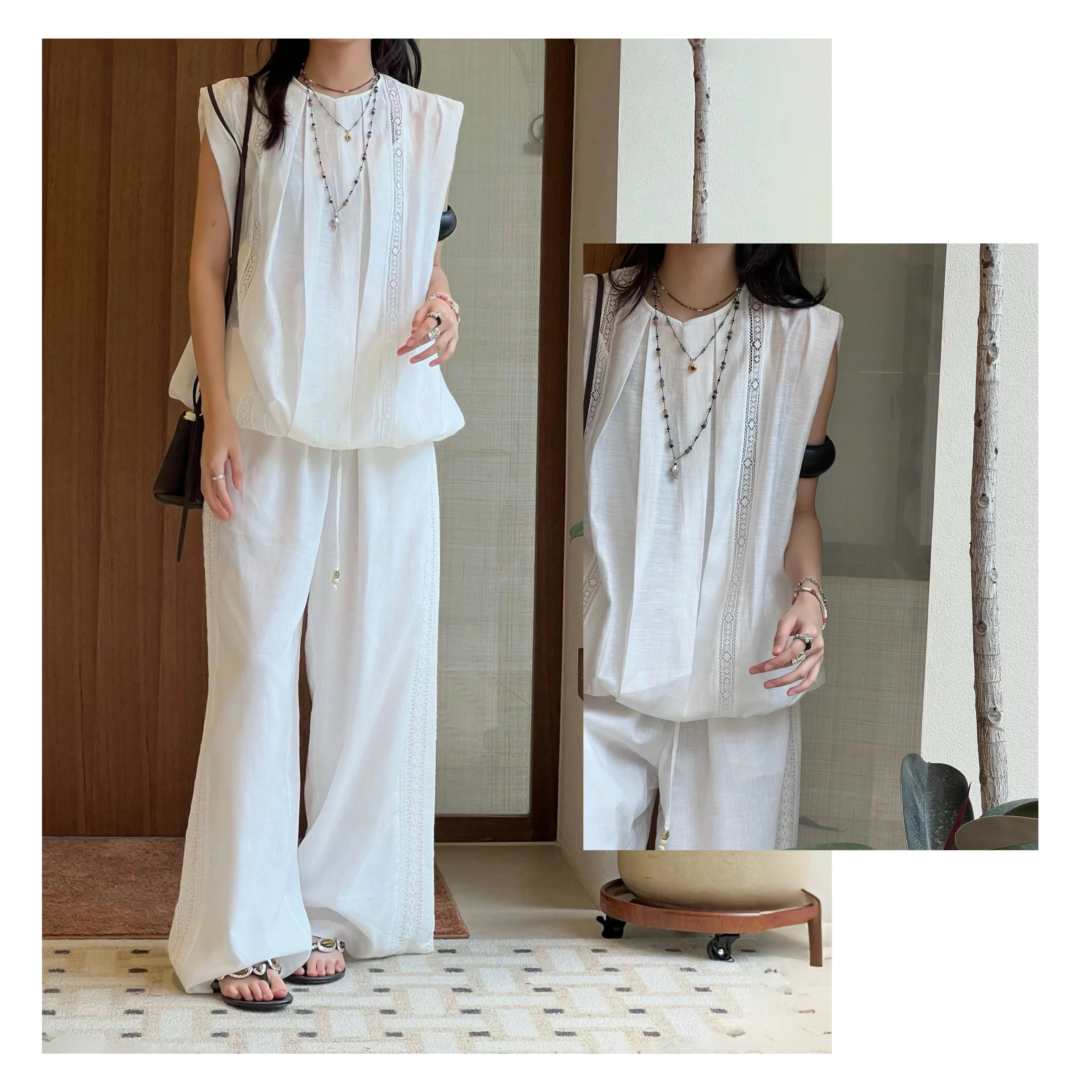 Elegant Silent High Luxury Linen Sleeveless Shirt Casual Pants French Style Loose Fit round Neck Women's Top Bottom Ensemble
Elegant Silent High Luxury Linen Sleeveless Shirt Casual Pants French Style Loose Fit round Neck Women's Top Bottom Ensemble