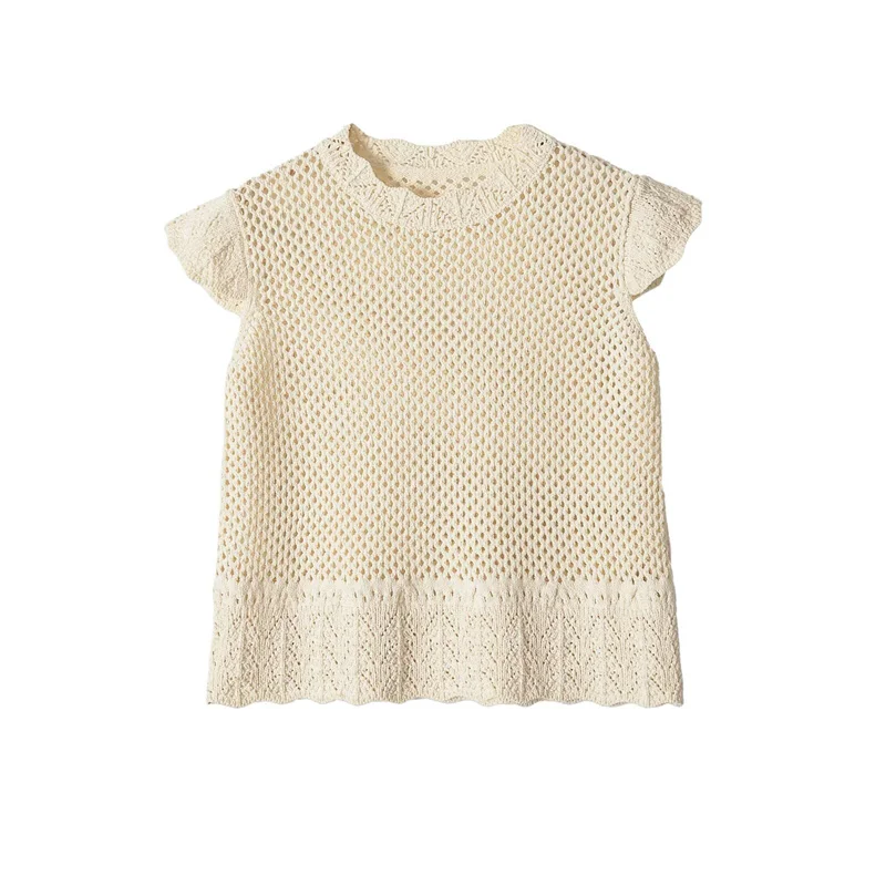 Summer Women's Knitted Top 2026 New Fashion Short Sleeved Round Neck Hollow Knitted Top Women's Clothing
Summer Women's Knitted Top 2026 New Fashion Short Sleeved Round Neck Hollow Knitted Top Women's Clothing
