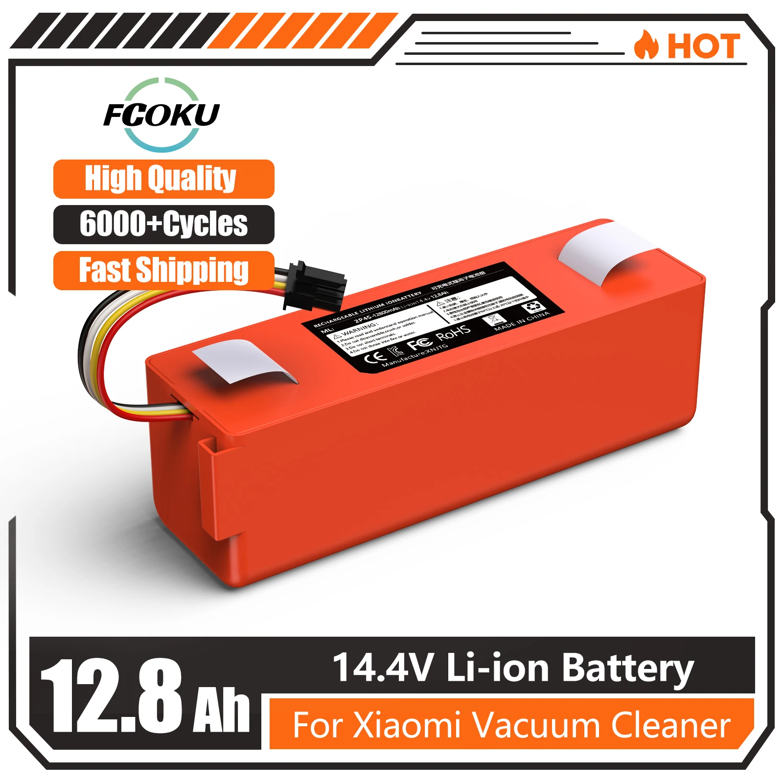 14.4V 5.2Ah/12.8Ah Robotic Vacuum Cleaner Replacement Lithium Battery For Xiaomi Roborock S55 S60 S65 S50 S51 S5 MAX S6 Parts
14.4V 5.2Ah/12.8Ah Robotic Vacuum Cleaner Replacement Lithium Battery For Xiaomi Roborock S55 S60 S65 S50 S51 S5 MAX S6 Parts