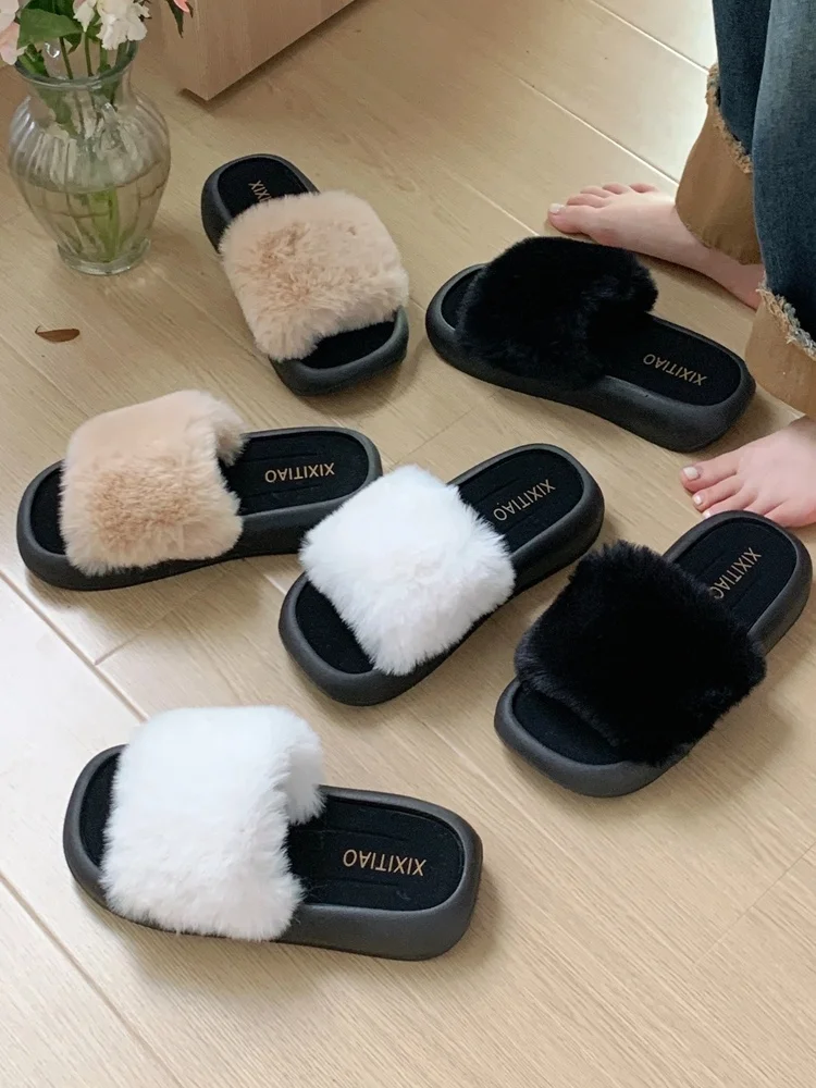 Korean Style Thick Heel Slip-On Women's Slippers Fashionable Non-Slip Plush Slippers for Autumn And Winter Home Wear
Korean Style Thick Heel Slip-On Women's Slippers Fashionable Non-Slip Plush Slippers for Autumn And Winter Home Wear