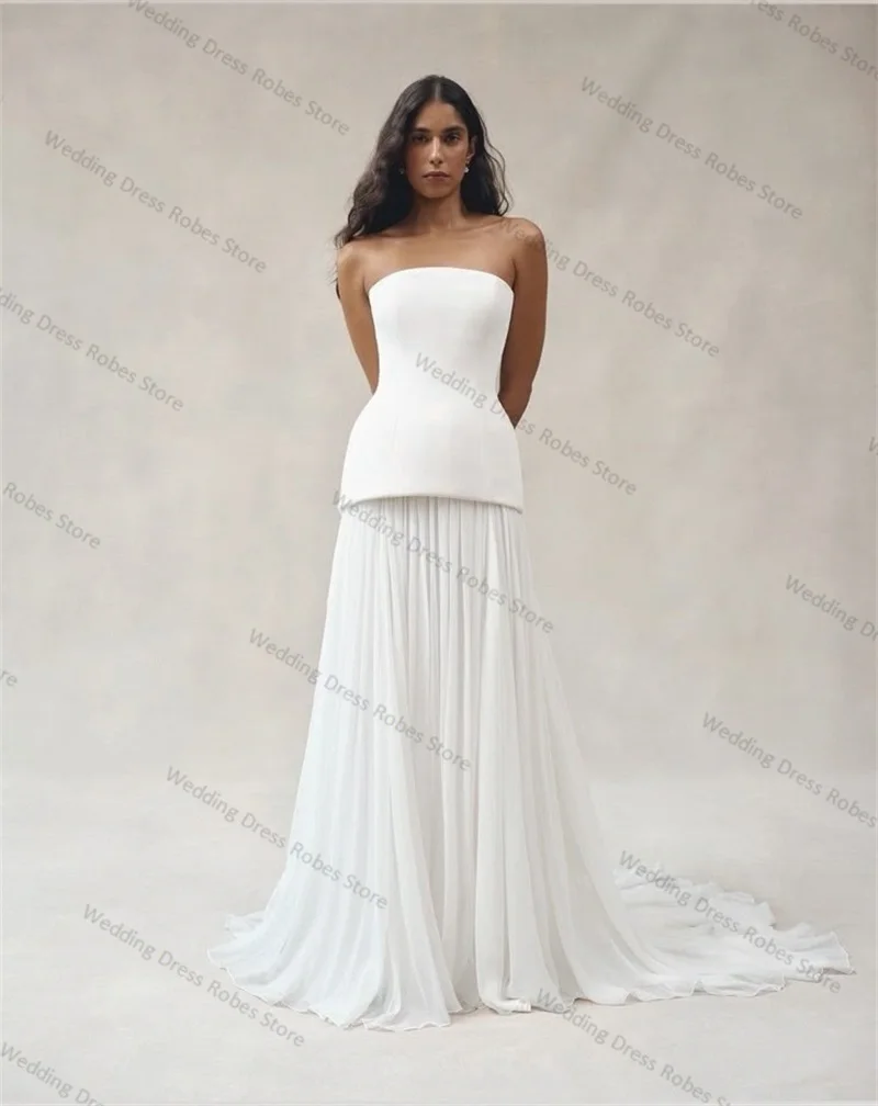 White Women Prom Wedding Dress Strapless Sleeveless Sexy Bridal Party Gown Tulle Evening Gown Sweep Train Customized Skirt
White Women Prom Wedding Dress Strapless Sleeveless Sexy Bridal Party Gown Tulle Evening Gown Sweep Train Customized Skirt