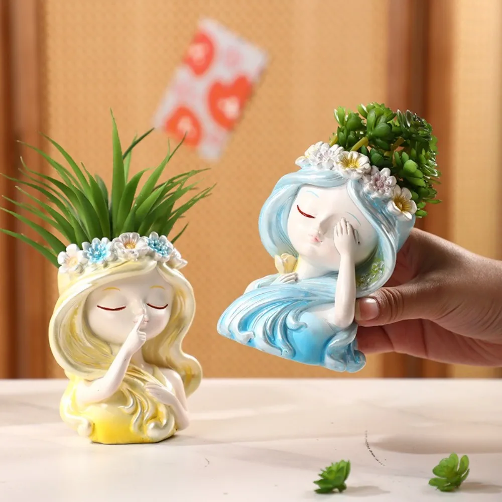 Durable Cute Fairy Head Plant Pot Resin Crafts Handmade Girl Face Flowerpot Cartoon Waterproof Succulents Flower Pot Home Office
Durable Cute Fairy Head Plant Pot Resin Crafts Handmade Girl Face Flowerpot Cartoon Waterproof Succulents Flower Pot Home Office