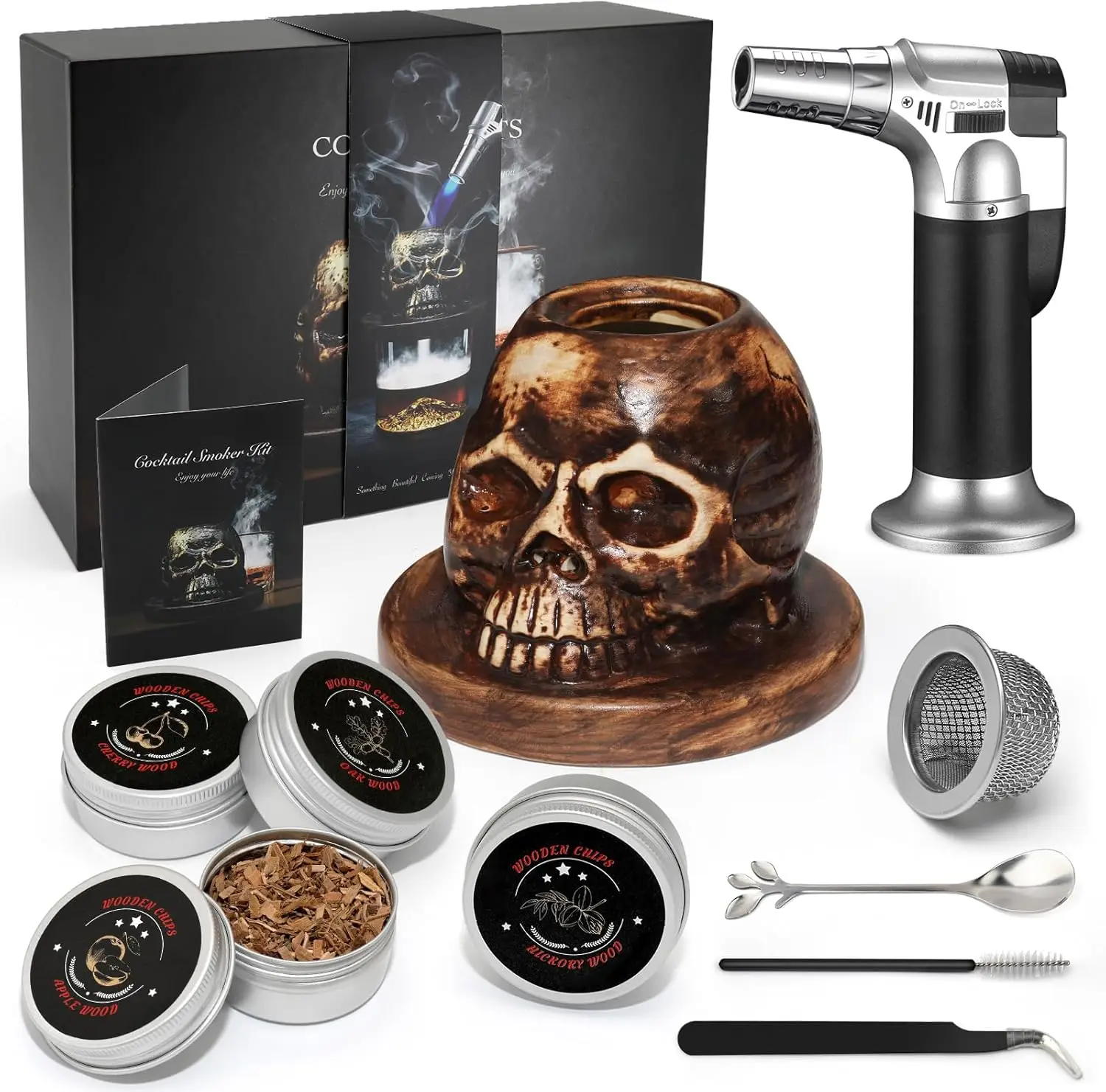 Cocktail Making, Wood, No Color Mentioned, Comes with Torch and 4 Flavors Wood Smoker Chips, Unique Gift
Cocktail Making, Wood, No Color Mentioned, Comes with Torch and 4 Flavors Wood Smoker Chips, Unique Gift