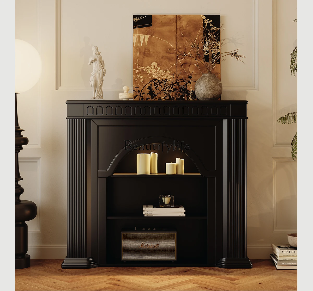 French fireplace cabinet living room American retro solid wood black fireplace decorative cabinet
French fireplace cabinet living room American retro solid wood black fireplace decorative cabinet