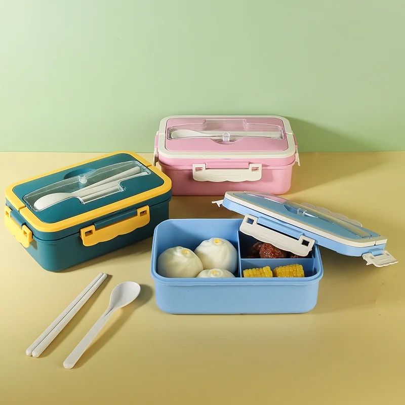 Bento box, compartmentalized bento box with utensils, plastic square lunch box
Bento box, compartmentalized bento box with utensils, plastic square lunch box