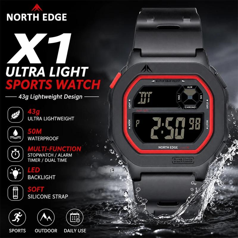 NORTH EDGE X1 Square Screen Digital Watch 2026 Men Women Sportswatch Waterproof 50M Stopwatch Countdown Alarm Clock Reloj Hombre
NORTH EDGE X1 Square Screen Digital Watch 2026 Men Women Sportswatch Waterproof 50M Stopwatch Countdown Alarm Clock Reloj Hombre