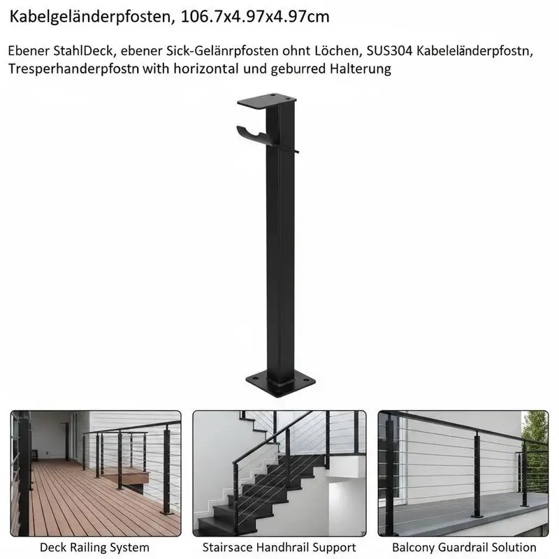Steel Balustrade Column 42" x 2" x 2" For Deck Porch Balcony, Horizontal Curved Bracket Pre-drilled Surface Mount Hardware Black 1-Pack
Steel Balustrade Column 42" x 2" x 2" For Deck Porch Balcony, Horizontal Curved Bracket Pre-drilled Surface Mount Hardware Black 1-Pack