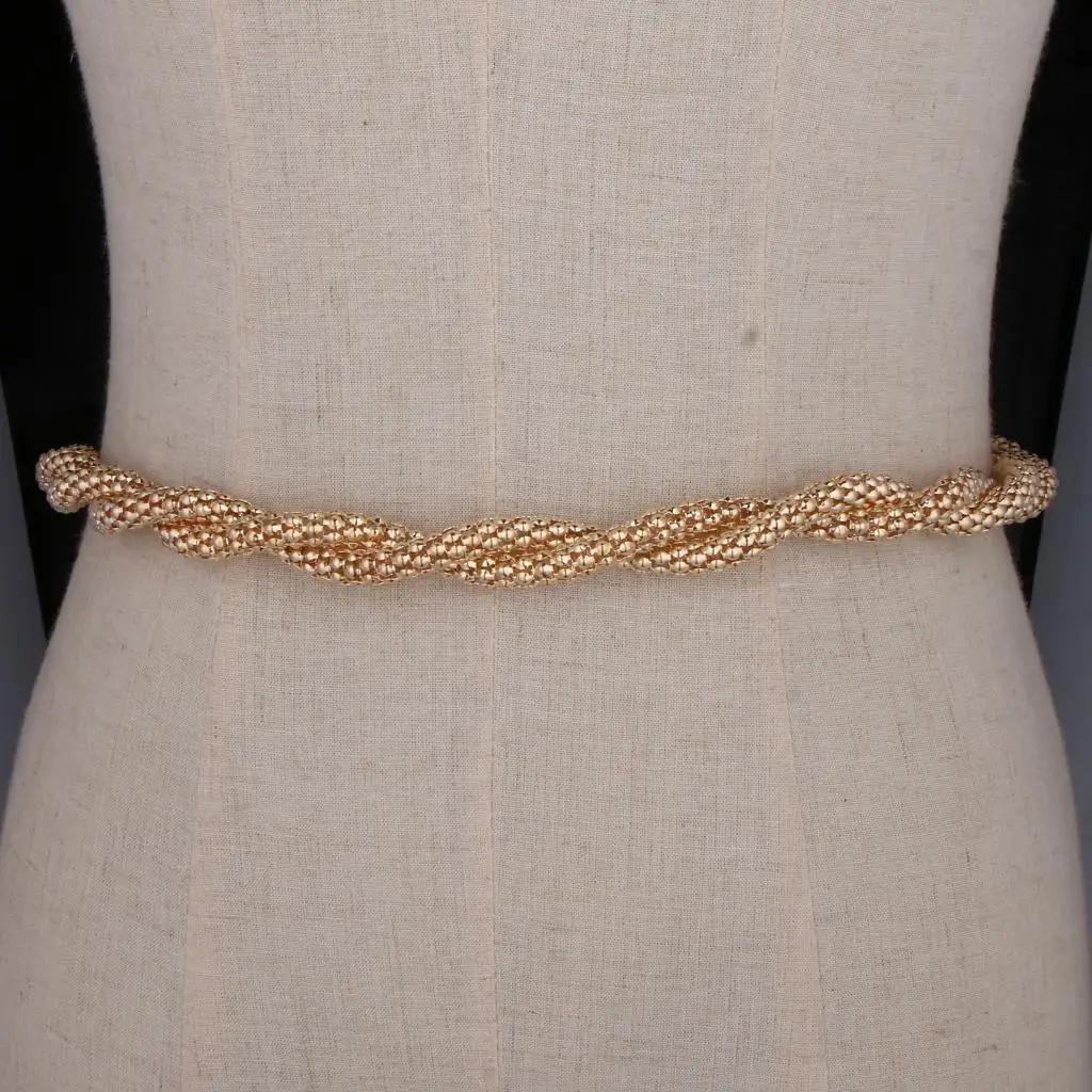 Women’s Gold Full Metal Twist Waist Chain Band Luxury Designer Dress Belt for Tunics and Down Jackets
Women’s Gold Full Metal Twist Waist Chain Band Luxury Designer Dress Belt for Tunics and Down Jackets