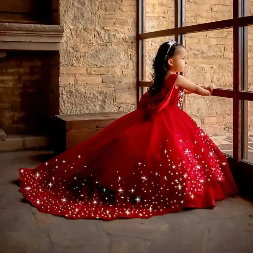 Customized Red Flower Girl Dresses For Wedding Sparkly Pearls With Bow Backless Floor Length Toddler Birthday Party Pageant Gown
Customized Red Flower Girl Dresses For Wedding Sparkly Pearls With Bow Backless Floor Length Toddler Birthday Party Pageant Gown
