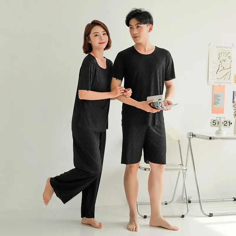 New Couple Home Clothes Short Sleeve Pants Set Ice Skin Smooth Sleepwear Can Be Worn outside Single Piece for Men And Women
New Couple Home Clothes Short Sleeve Pants Set Ice Skin Smooth Sleepwear Can Be Worn outside Single Piece for Men And Women