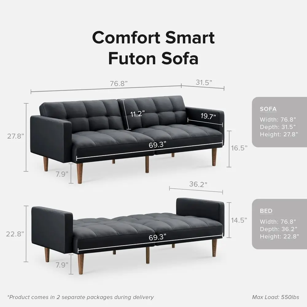 76.4 Futon Sofa Bed, Couch, Loveseat, Sleeper Sofa, Mid Century Modern Futon Couch, Sofa Cama, Couches for Living Room Aaron PU
76.4 Futon Sofa Bed, Couch, Loveseat, Sleeper Sofa, Mid Century Modern Futon Couch, Sofa Cama, Couches for Living Room Aaron PU