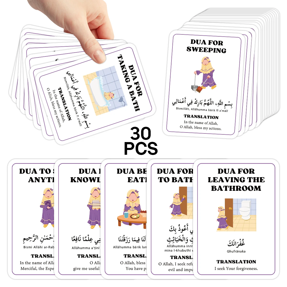 30pcs Ramadan Arabic And English Dua Cards,Islamic Prayer Card For Ritual Supplication,Teaching Spiritual Values During Ramadan
30pcs Ramadan Arabic And English Dua Cards,Islamic Prayer Card For Ritual Supplication,Teaching Spiritual Values During Ramadan