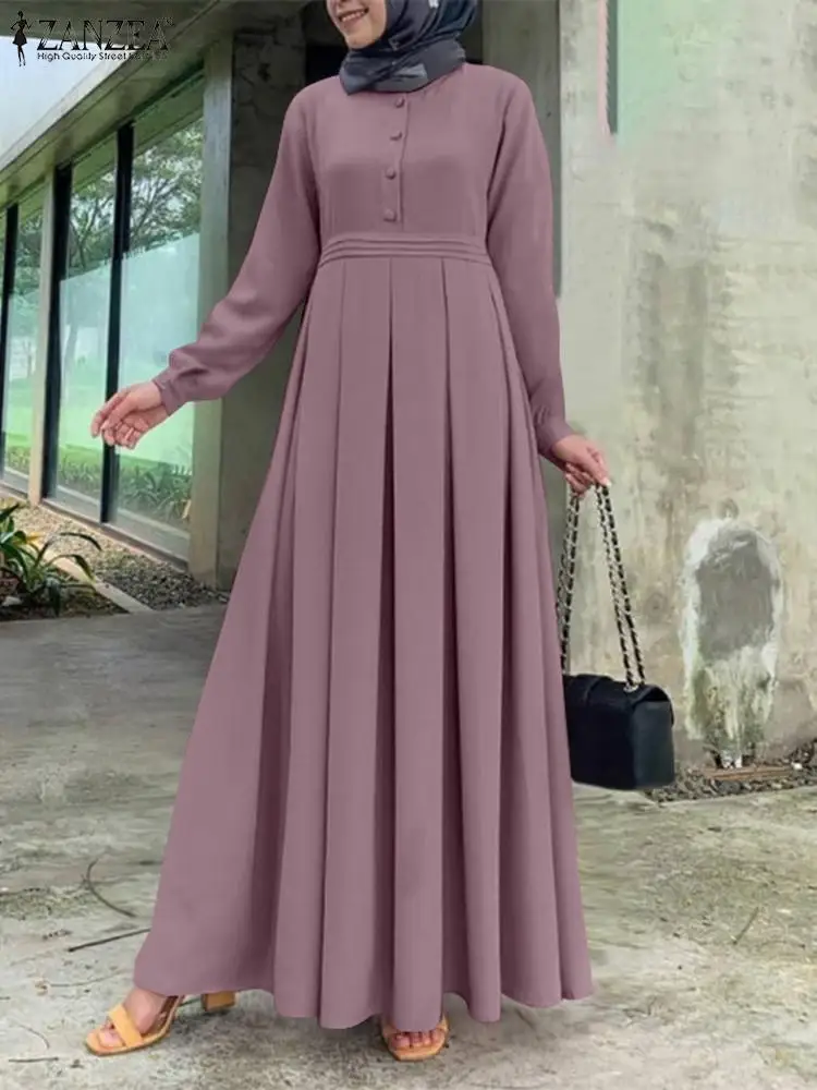 ZANZEA Autumn Muslim Dress Robe Vestidos Women Long Sleeve Maxi Dresses Vintage Solid Pleated Sundress Abaya IsIamic Clothing
ZANZEA Autumn Muslim Dress Robe Vestidos Women Long Sleeve Maxi Dresses Vintage Solid Pleated Sundress Abaya IsIamic Clothing