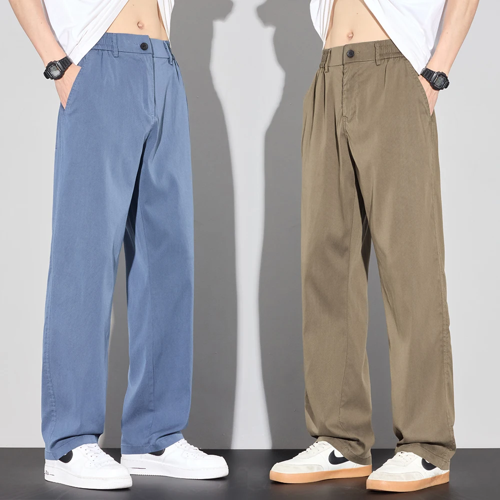Ultra-thin Lyocell Summer Men's Trousers Cool Comfortable Loose Straight Korean Casual Trousers Breathable Elastic Sweatpants
Ultra-thin Lyocell Summer Men's Trousers Cool Comfortable Loose Straight Korean Casual Trousers Breathable Elastic Sweatpants