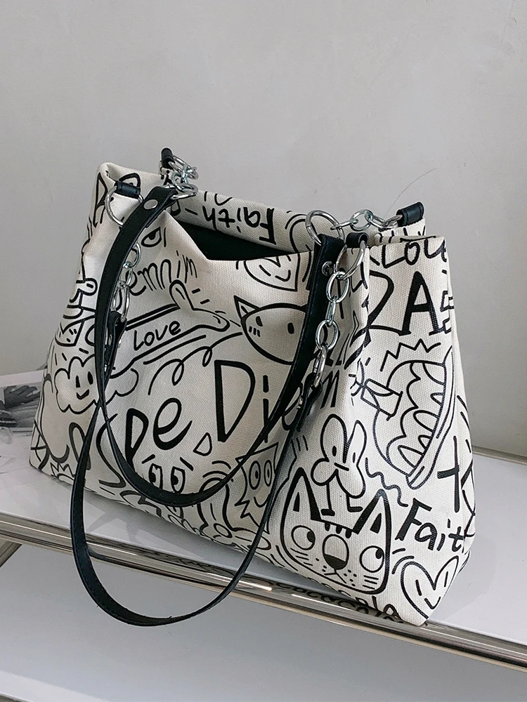 Trendy Canvas Tote Bag Women's Large Capacity Shopping Bag Commuter Tot Bag Casual Simple Style Single Shoulder Bag
Trendy Canvas Tote Bag Women's Large Capacity Shopping Bag Commuter Tot Bag Casual Simple Style Single Shoulder Bag
