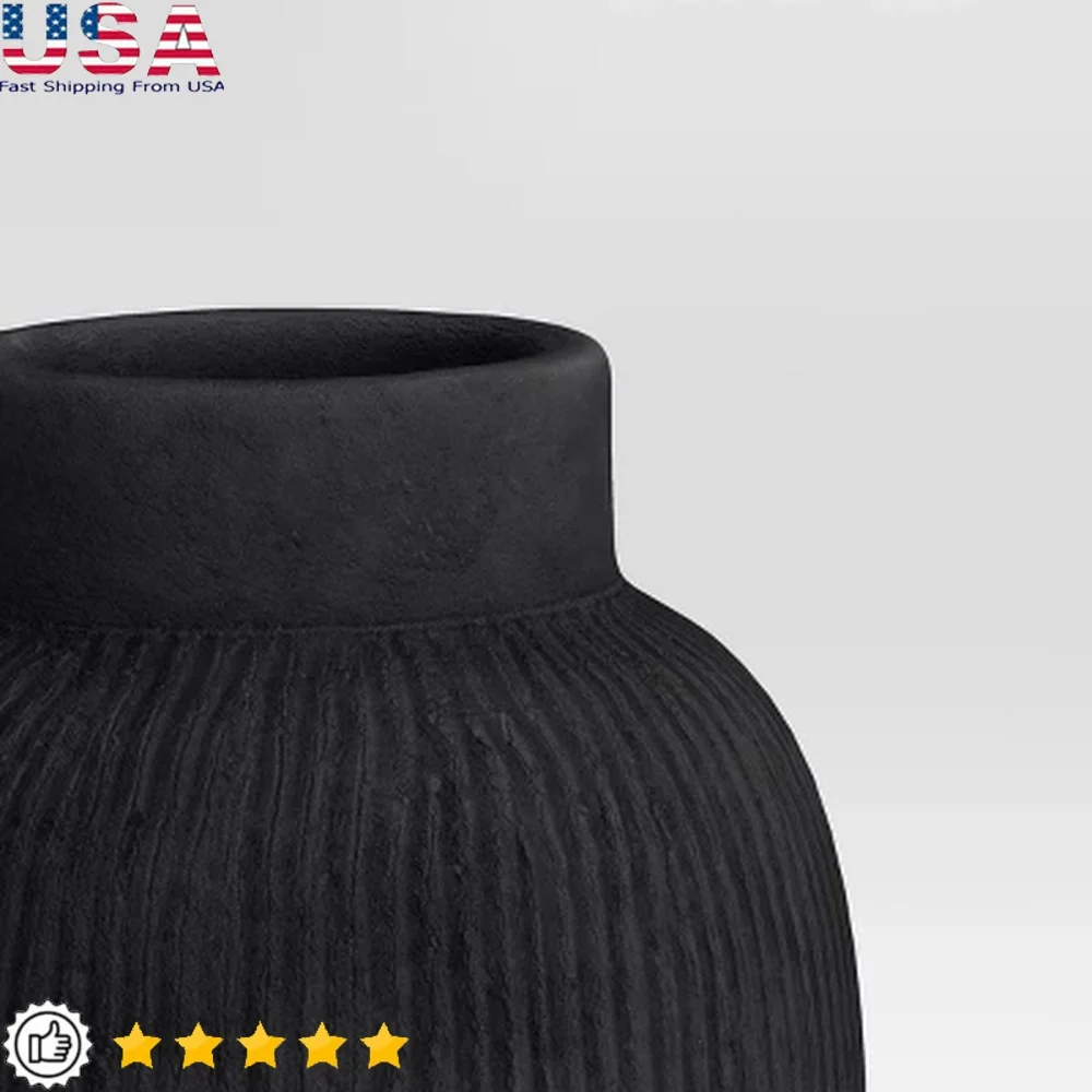 Tall Ceramic Vase Watertight Tabletop Decor Black Textured Finish 12.5 Inches Height Living Room Accent Piece
Tall Ceramic Vase Watertight Tabletop Decor Black Textured Finish 12.5 Inches Height Living Room Accent Piece