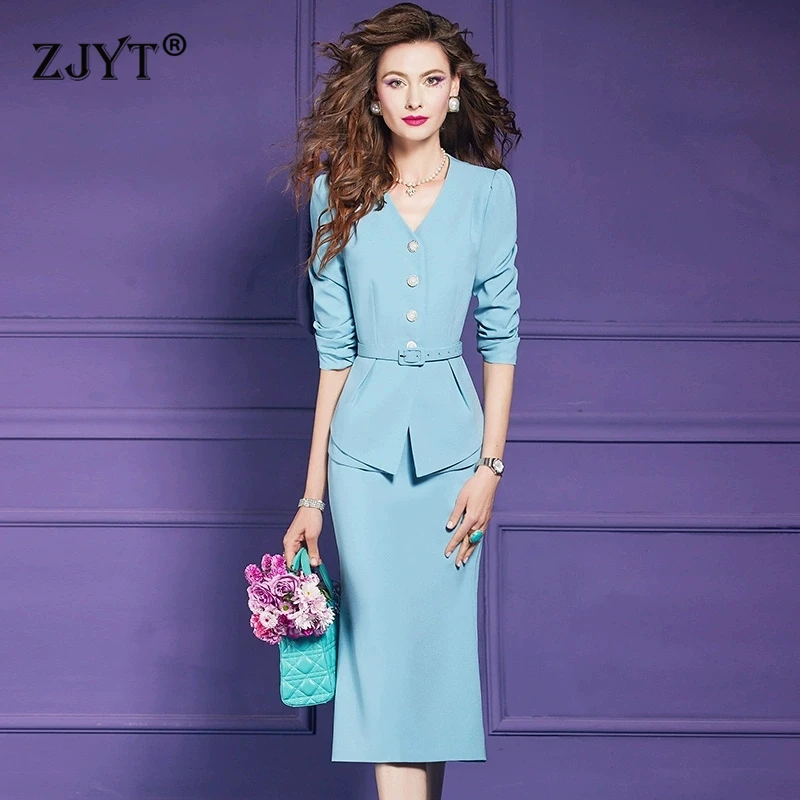 ZJYT Elegant V Neck Blazer And Mermaid Skirt 2 Piece Set Plus Size Women's Party Outfit Ladies Matching Ensemble Office Workwear
ZJYT Elegant V Neck Blazer And Mermaid Skirt 2 Piece Set Plus Size Women's Party Outfit Ladies Matching Ensemble Office Workwear