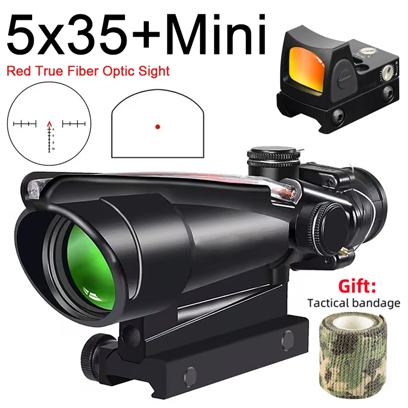 5x35 Tactical Red Real Fiber Optics Illuminated Chevron Glass Etched Reticle Optical Hunting Scope with Mini Red Dot Combo Sight
5x35 Tactical Red Real Fiber Optics Illuminated Chevron Glass Etched Reticle Optical Hunting Scope with Mini Red Dot Combo Sight