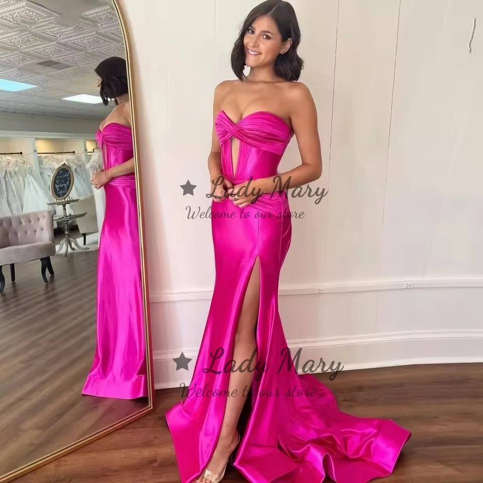 Customized Charming Evening Dresses Fuchsia Satin Ruffle Formal Long Prom Gowns Wedding Party Dress Vestido De Noche
Customized Charming Evening Dresses Fuchsia Satin Ruffle Formal Long Prom Gowns Wedding Party Dress Vestido De Noche