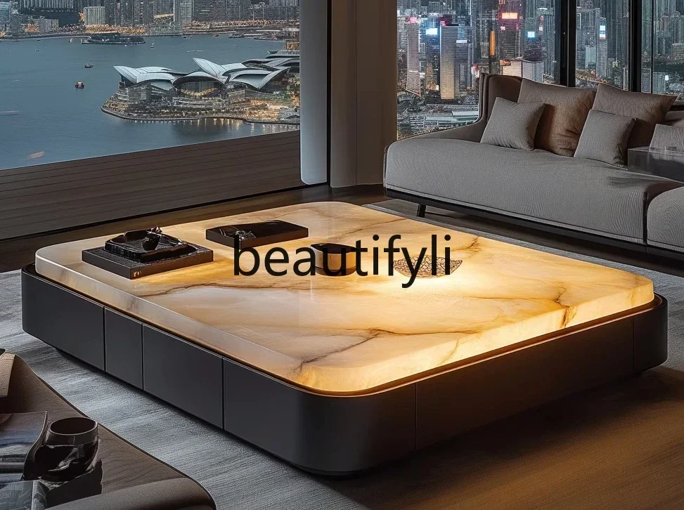 NQ09Luminous jade coffee table, natural marble rectangular luxury stone, high-end light luxury style, living room coffee table
NQ09Luminous jade coffee table, natural marble rectangular luxury stone, high-end light luxury style, living room coffee table