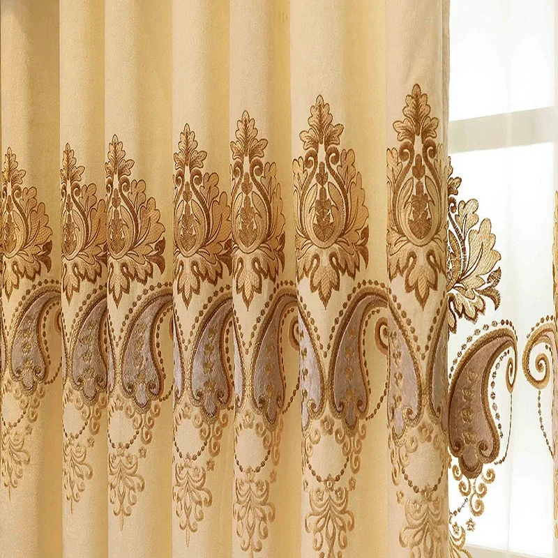 European Luxury Curtains for Living Room Bedroom Beige Embroidered Printed Chenille Curtain Blackout Curtains
European Luxury Curtains for Living Room Bedroom Beige Embroidered Printed Chenille Curtain Blackout Curtains