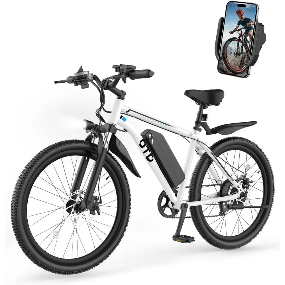 Lightweight 1200W Peak Mountain E-Bike, 28MPH, 90-Mile Range, 48V 624Wh Battery, 7-Speed with Mobile Phone Holder
Lightweight 1200W Peak Mountain E-Bike, 28MPH, 90-Mile Range, 48V 624Wh Battery, 7-Speed with Mobile Phone Holder