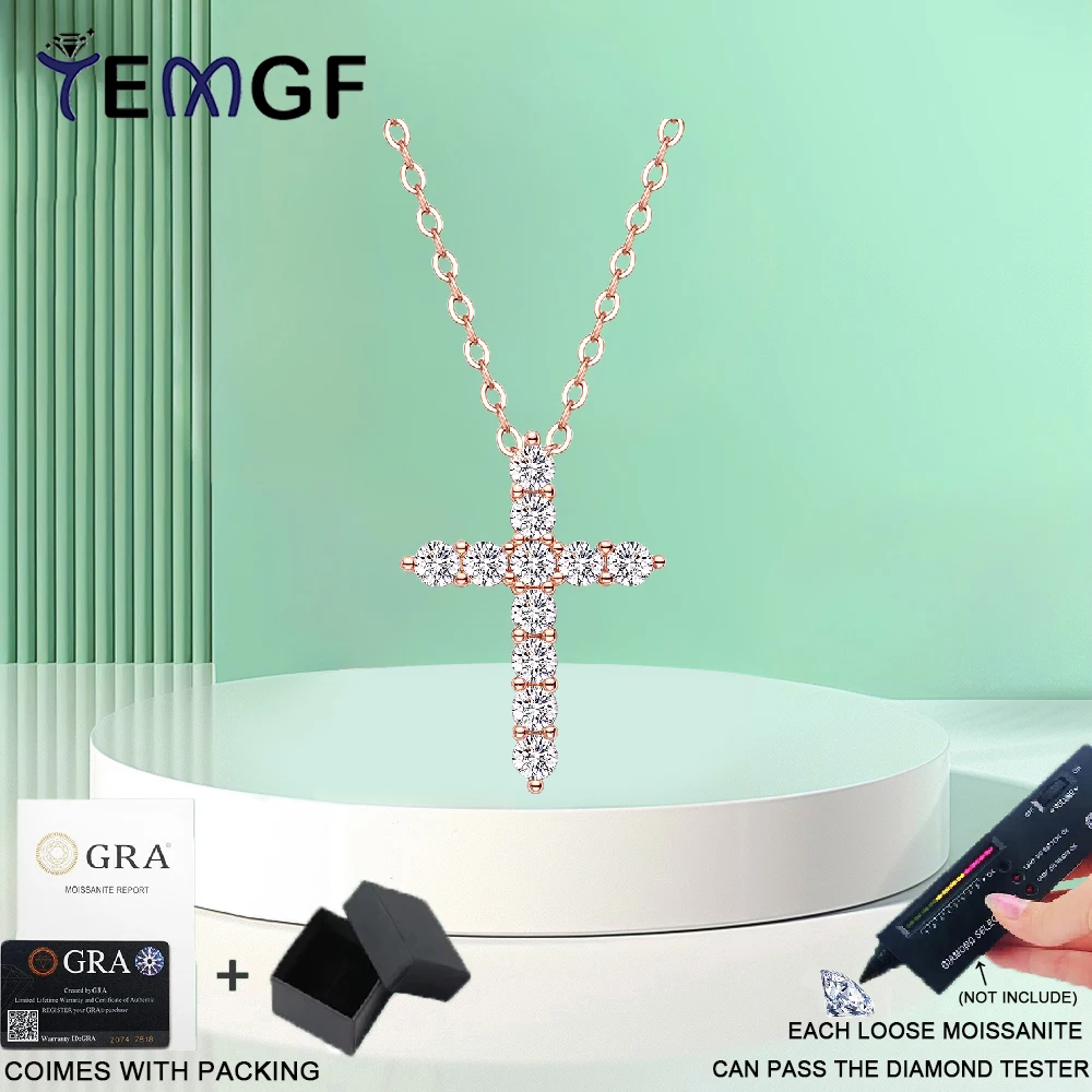 TEMGF Full 3mm Moissanite Pendant Necklace Unique Cross Design S925 Silver Neck Chain for Women Sparkling Fine Jewelry Gifts
TEMGF Full 3mm Moissanite Pendant Necklace Unique Cross Design S925 Silver Neck Chain for Women Sparkling Fine Jewelry Gifts