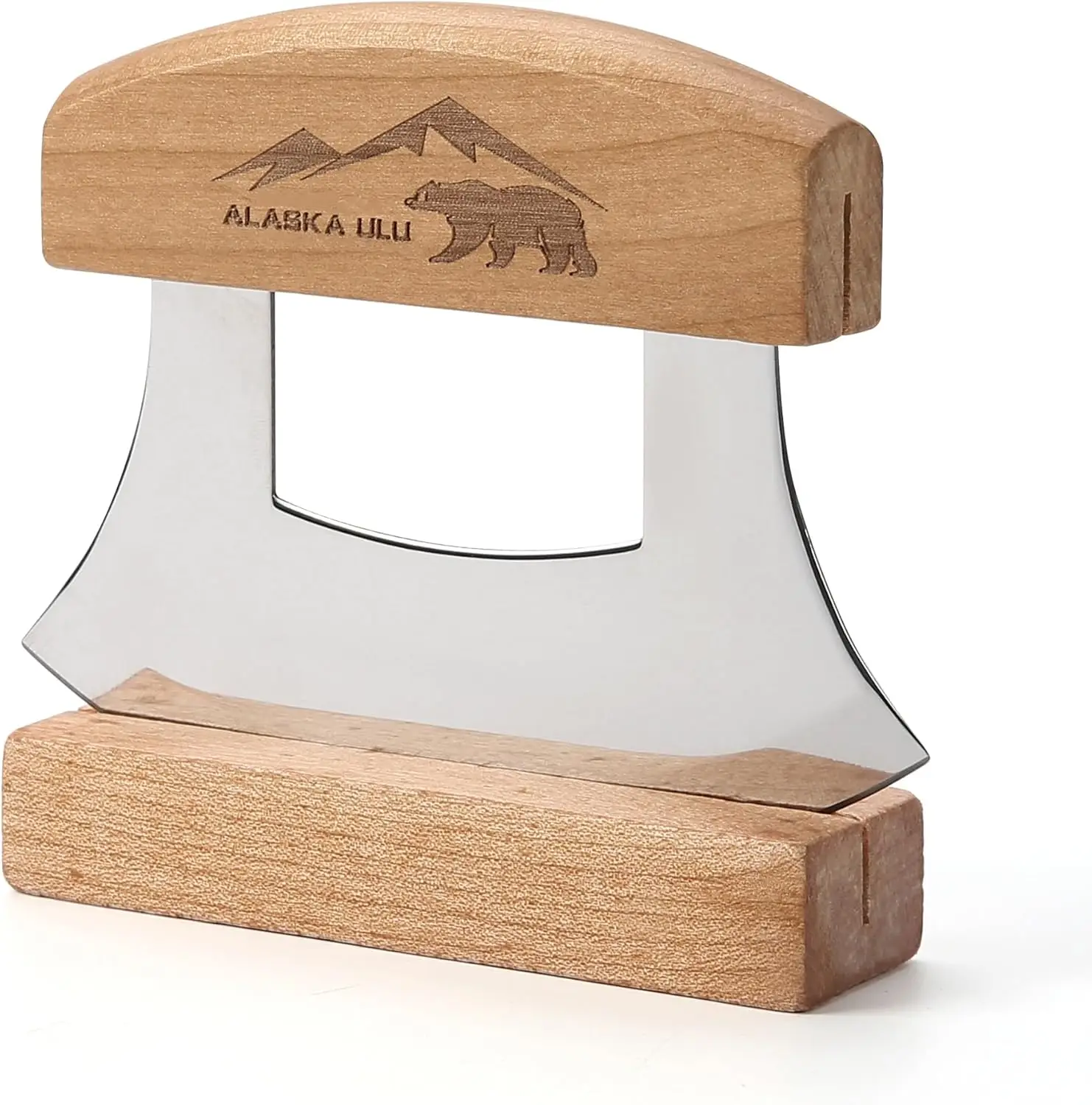 5" Mezzaluna Ulu Knife, Rocker Chopper for Salad Veggies, with Wooden Stand, Arthritis-Friendly
5" Mezzaluna Ulu Knife, Rocker Chopper for Salad Veggies, with Wooden Stand, Arthritis-Friendly