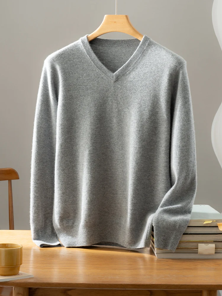 New Men's 100% Cashmere Sweater Autumn Winter Basic V-neck Long Sleeve Pullover Cashmere Knitwear Smart Casual Warm Clothing Top
New Men's 100% Cashmere Sweater Autumn Winter Basic V-neck Long Sleeve Pullover Cashmere Knitwear Smart Casual Warm Clothing Top