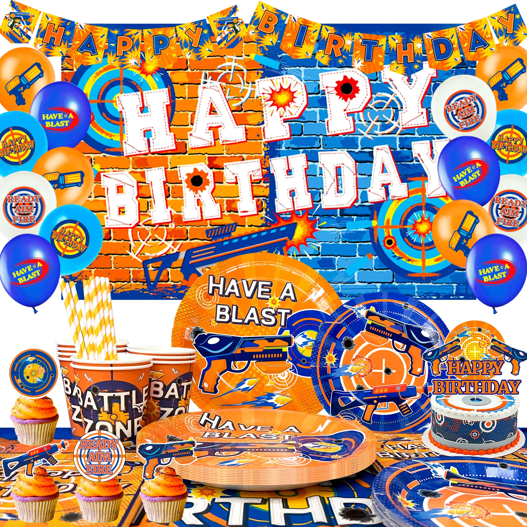 Dart Birthday Party Supplies,108pcs Party Decorations&Tableware Set-Dart War Plates Cups Napkins Tablecloth Banner Balloon etc
Dart Birthday Party Supplies,108pcs Party Decorations&Tableware Set-Dart War Plates Cups Napkins Tablecloth Banner Balloon etc