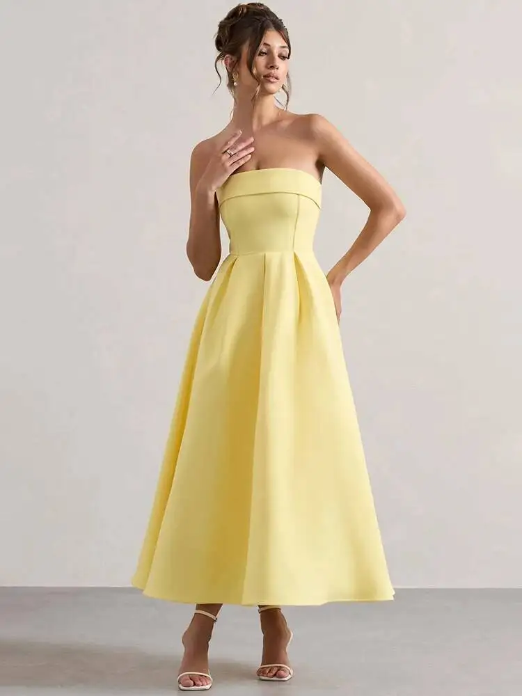 2026 Off-Shoulder Strapless Sexy Midi Women Fashion Elegant Sleeveless Backless High Waist A-Line Club Party Dress New
2026 Off-Shoulder Strapless Sexy Midi Women Fashion Elegant Sleeveless Backless High Waist A-Line Club Party Dress New