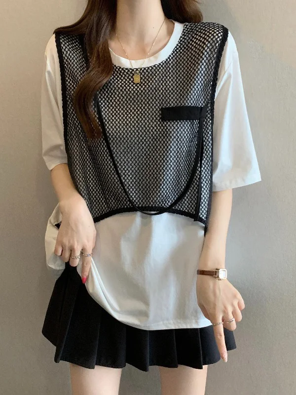 Summer New plus Size Women's T-Shirt Hollow out Short Sleeve Mid-Length Top Korean Style Commute Fashion Universal Fit Loose Fit
Summer New plus Size Women's T-Shirt Hollow out Short Sleeve Mid-Length Top Korean Style Commute Fashion Universal Fit Loose Fit
