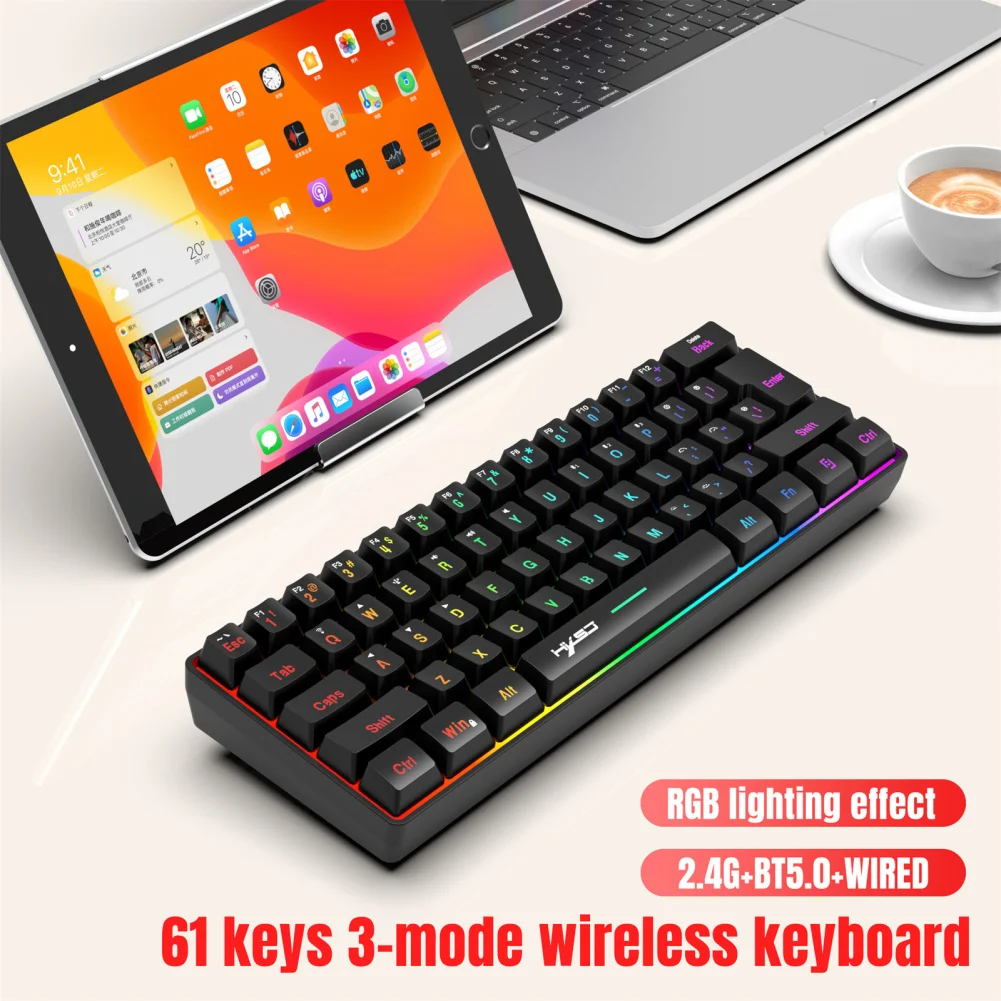 L500 Wired/Wireless Gaming Keyboard 61 Keys With Dynamic RGB Backlight For PC Laptop Gamer
L500 Wired/Wireless Gaming Keyboard 61 Keys With Dynamic RGB Backlight For PC Laptop Gamer