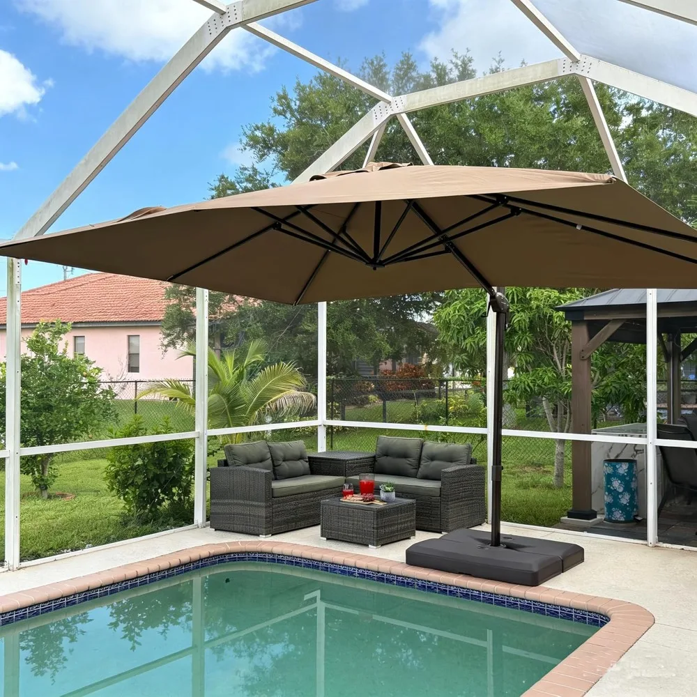 10' X 13' Patio Cantilever Umbrella Rectangle Umbrella Outdoor with Aluminum Offset Antique Bronze Hanging and 360°, Customized
10' X 13' Patio Cantilever Umbrella Rectangle Umbrella Outdoor with Aluminum Offset Antique Bronze Hanging and 360°, Customized