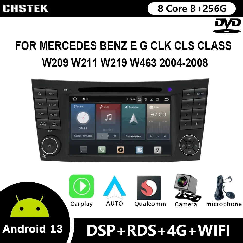 Автомобильный радиоприемник CHSTEK Qualcomm Android 12 для Mercedes Benz E G CLK CLS Class W209 W211 W219 W463 2004-2008 DVD GPS CarPlay Wi-Fi 4G
Автомобильный радиоприемник CHSTEK Qualcomm Android 12 для Mercedes Benz E G CLK CLS Class W209 W211 W219 W463 2004-2008 DVD GPS CarPlay Wi-Fi 4G