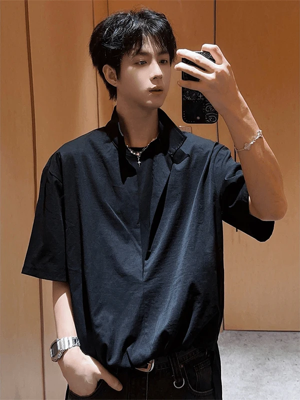 Cleanfit Black Short Sleeve Shirt Men's Style Summer High-End Feeling Handsome Double Layer Stand Collar Shirt Jacket
Cleanfit Black Short Sleeve Shirt Men's Style Summer High-End Feeling Handsome Double Layer Stand Collar Shirt Jacket